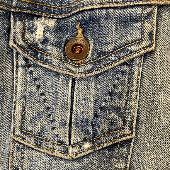 Zara large size Premium Wash distressed Denim Jacket - Picture 5 of 16